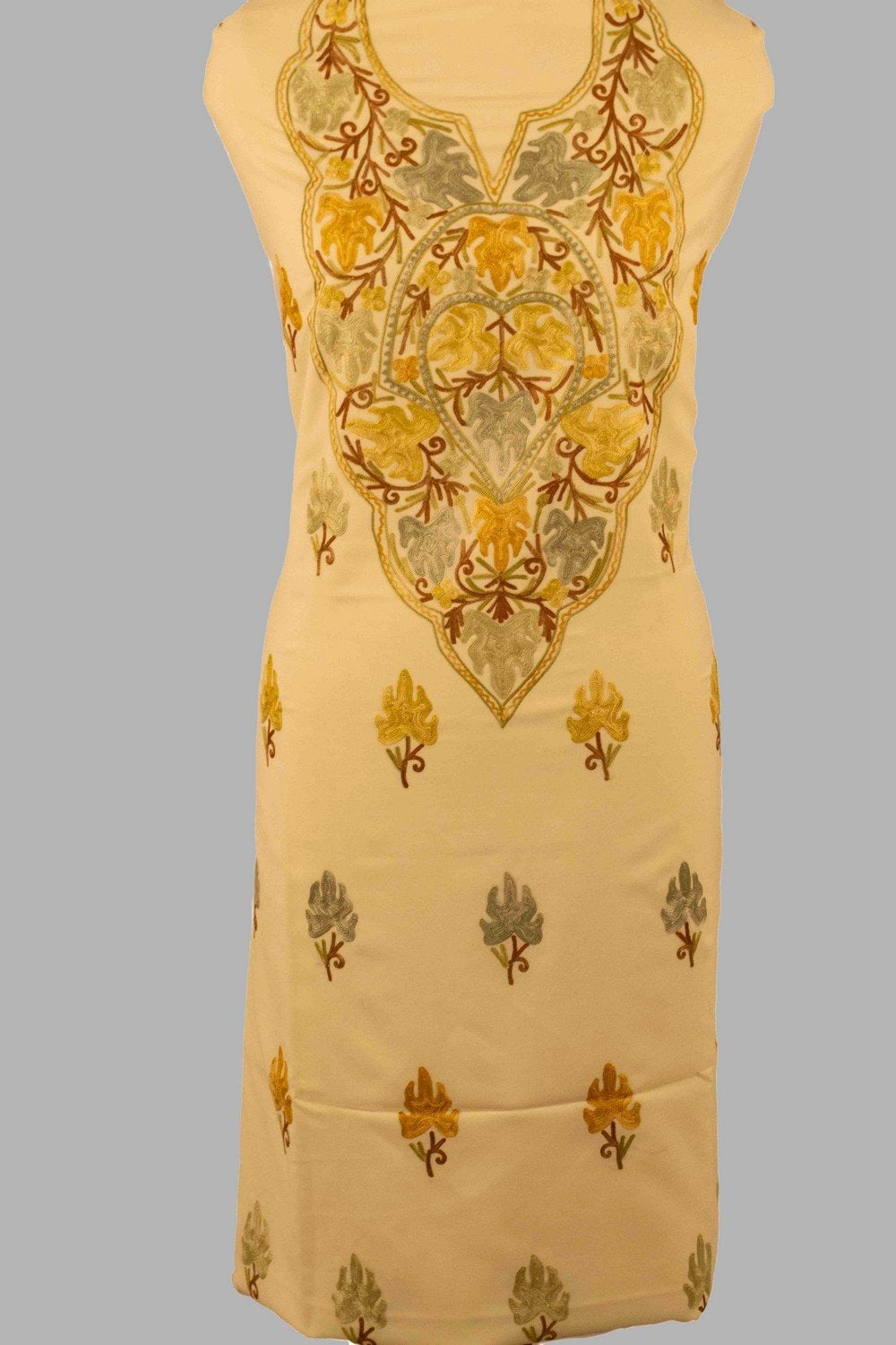 Beige Colour Kashmiri Aari Work Salwar Kameez Exclusive