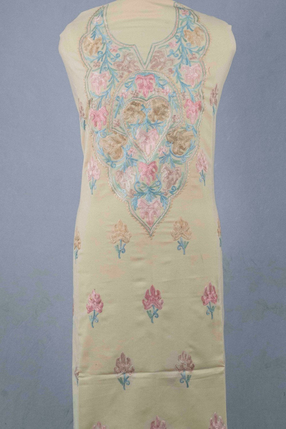 Beige Colour Kashmiri Aari Work Salwar Kameez Exclusive