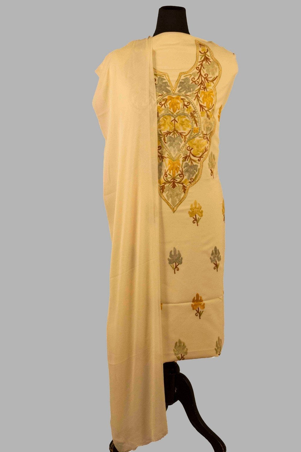 Beige Colour Kashmiri Aari Work Salwar Kameez Exclusive