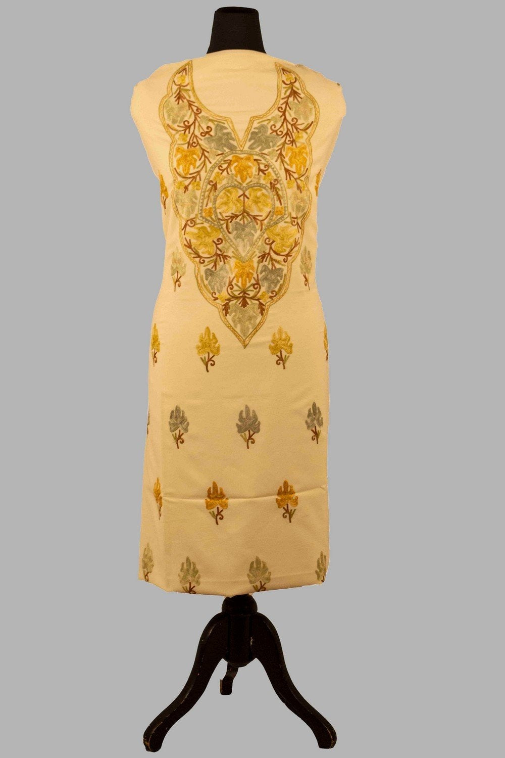 Beige Colour Kashmiri Aari Work Salwar Kameez Exclusive