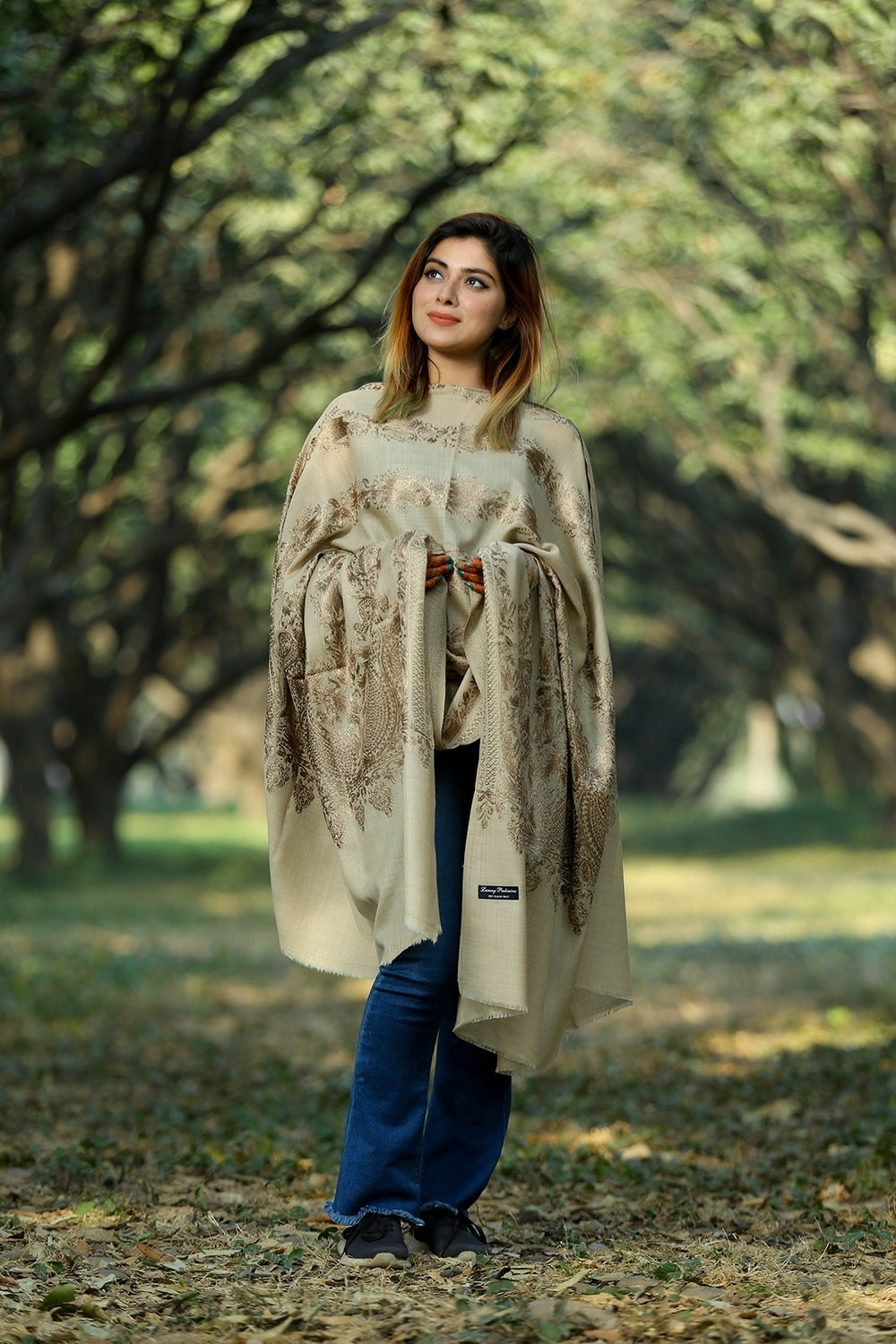 BEIGE COLOUR SHAWL DEFINES FEMINISM AND ENHANCES