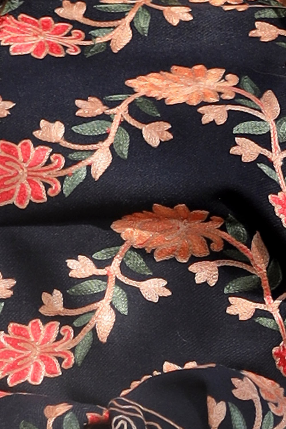 Black Color Aari Work Embroidered Shawl Enriched