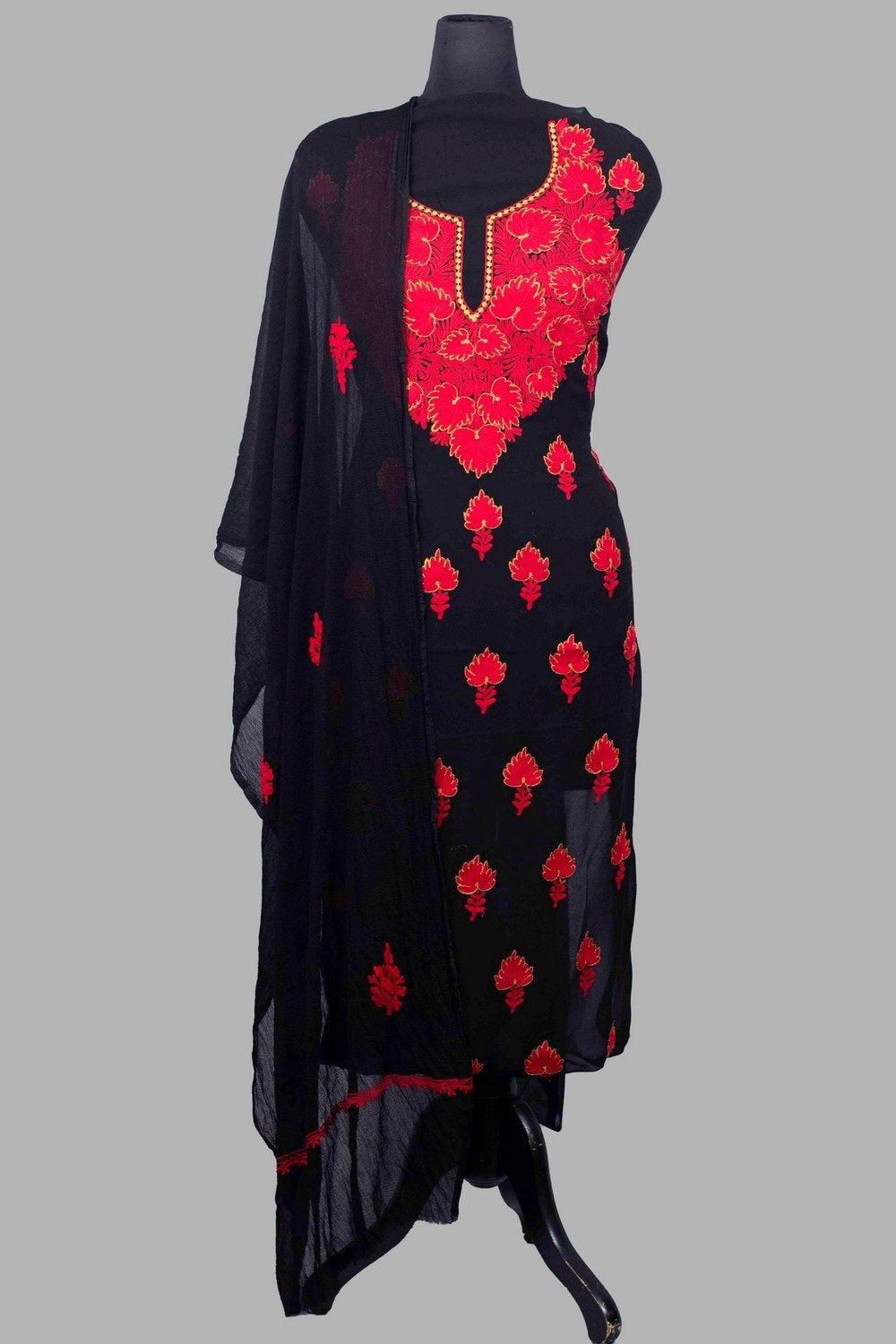 Black Colour Aari Work Kurti With Golden Thread Embroidery