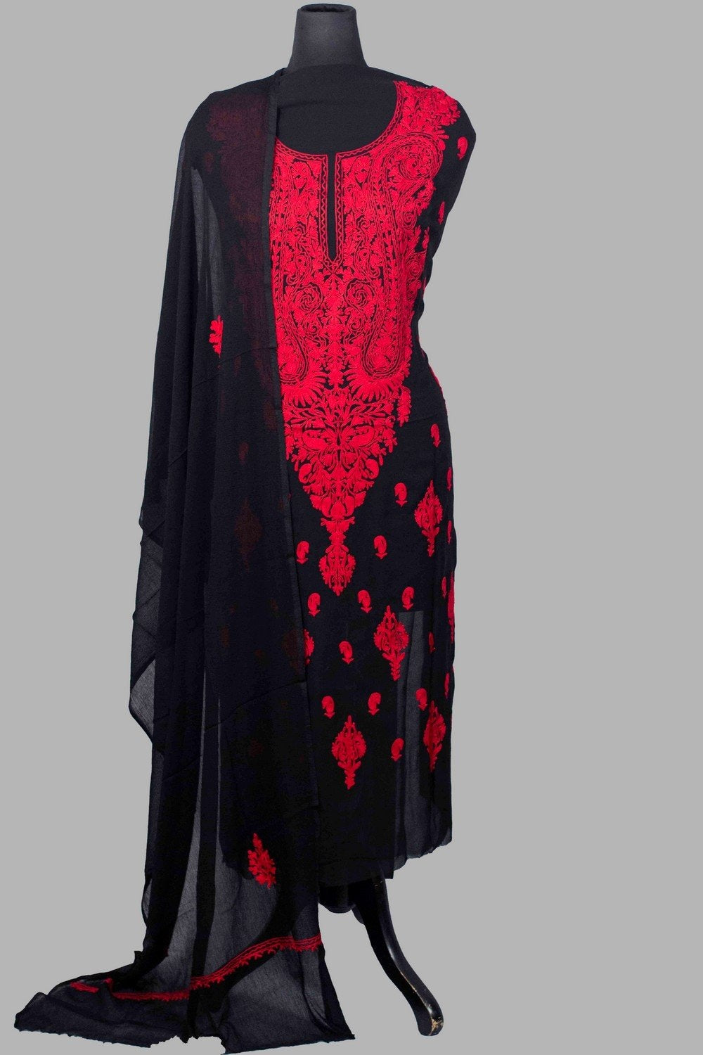 Black Colour Aari Work Kurti With Thread Embroidery Along
