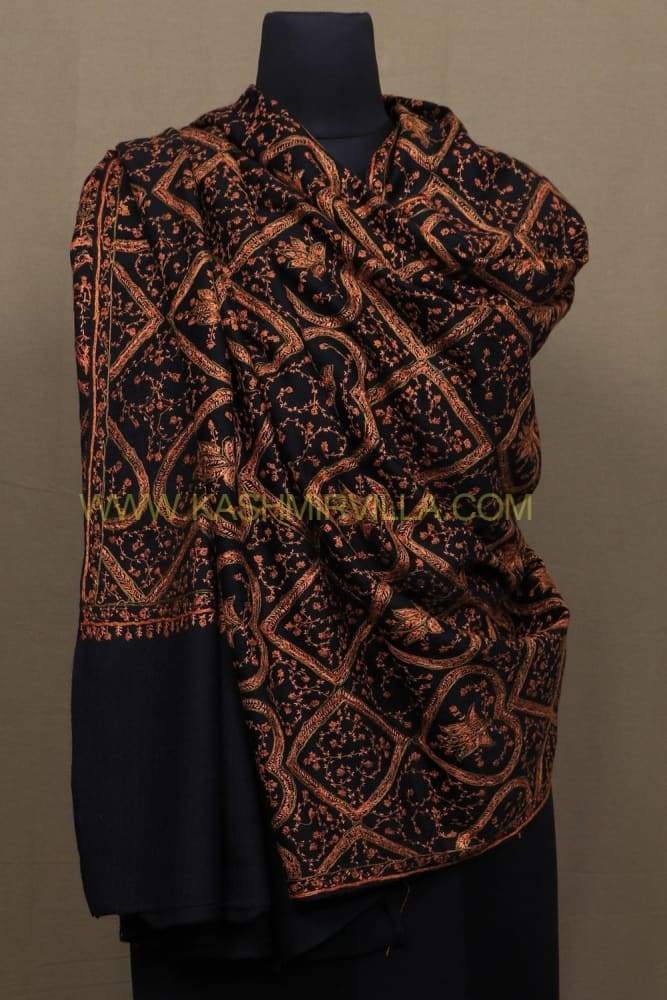 Black Colour Base With Attractive Sozni Embroidered Jaal