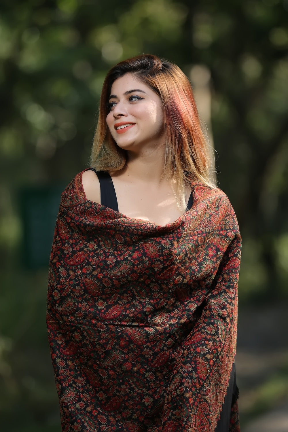 Black Colour Beautiful Kani Shawl And AllOver Multi color
