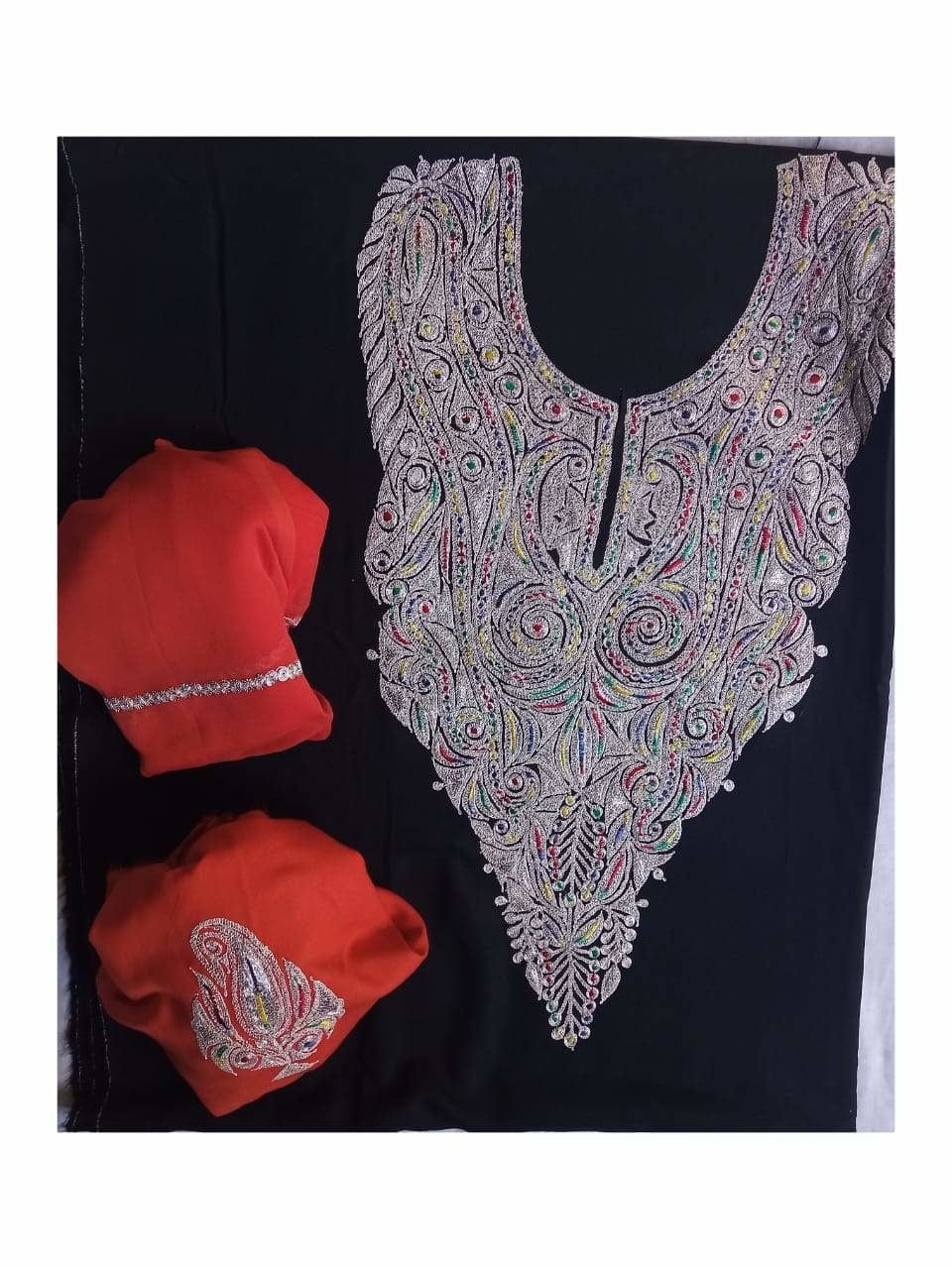 Black Colour Kashmiri Tilla Aari Work Salwar Kameez