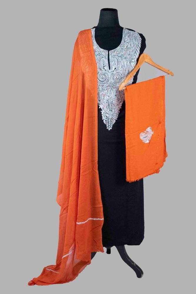 Black Colour Kashmiri Tilla Aari Work Salwar Kameez