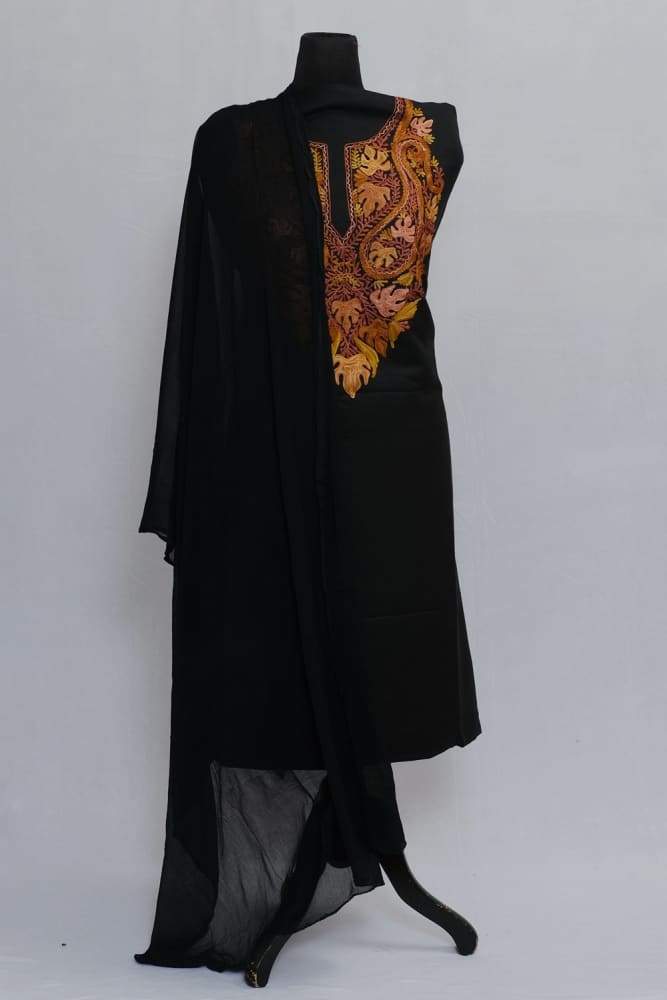 Black Colour Salwar Kameez Chinnar Pattern With Matching