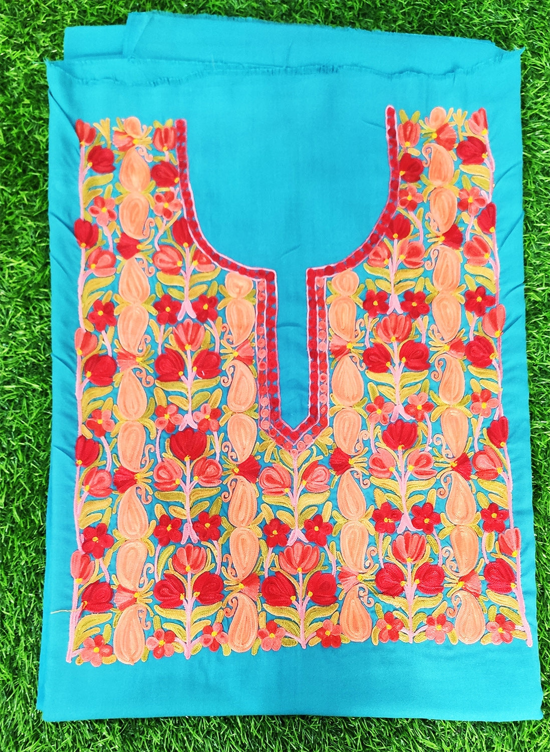 Blue Color Hand Aari Work Embroidered Salwar Kameez