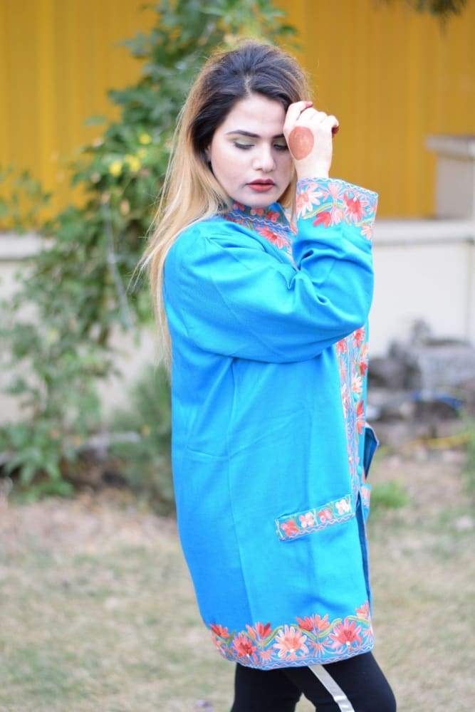 Blue Colour Aari Work Embroidered Jacket With New Designer