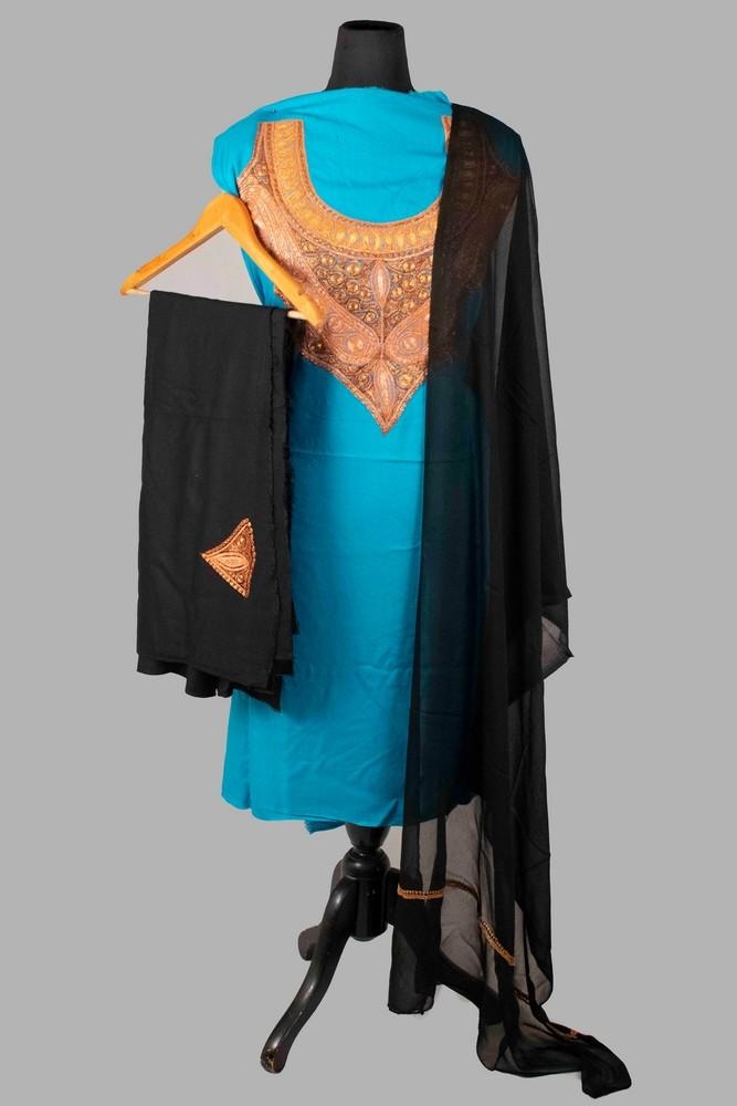Blue Colour Kashmiri Tilla Aari Work Salwar Kameez