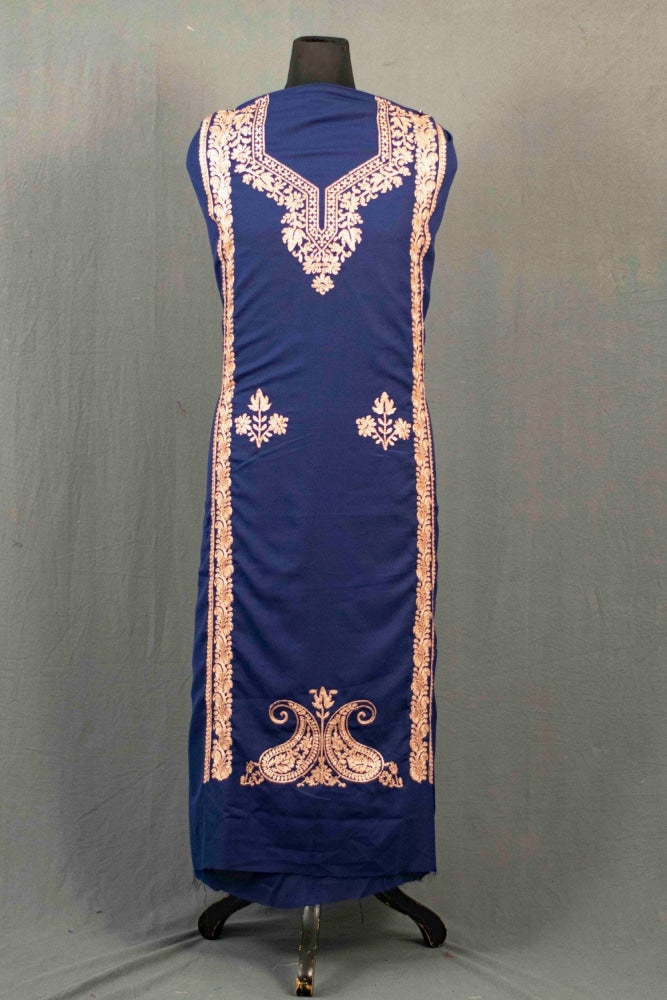 Blue Colour Kashmiri Tilla Aari Work Salwar Kameez