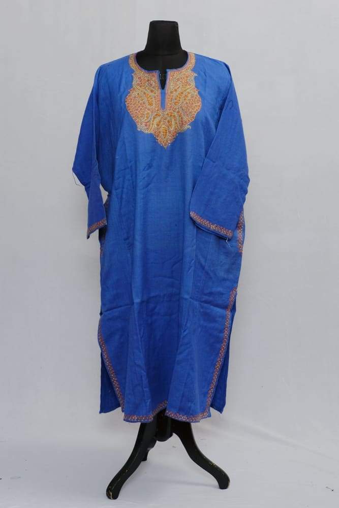 Blue Colour Phiran With Kashmiri Sozni Work Looks Ravishing