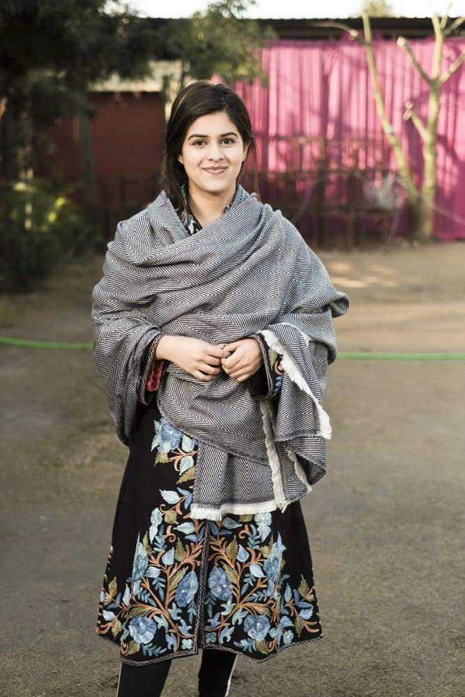 Blue And White Color Texture Semi pashmina Ladakhi Wool