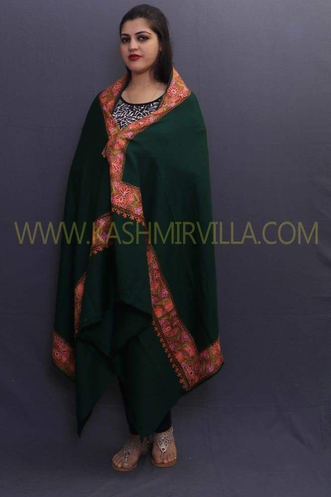 Bottle Green Colour Base With Four Sided Running Border