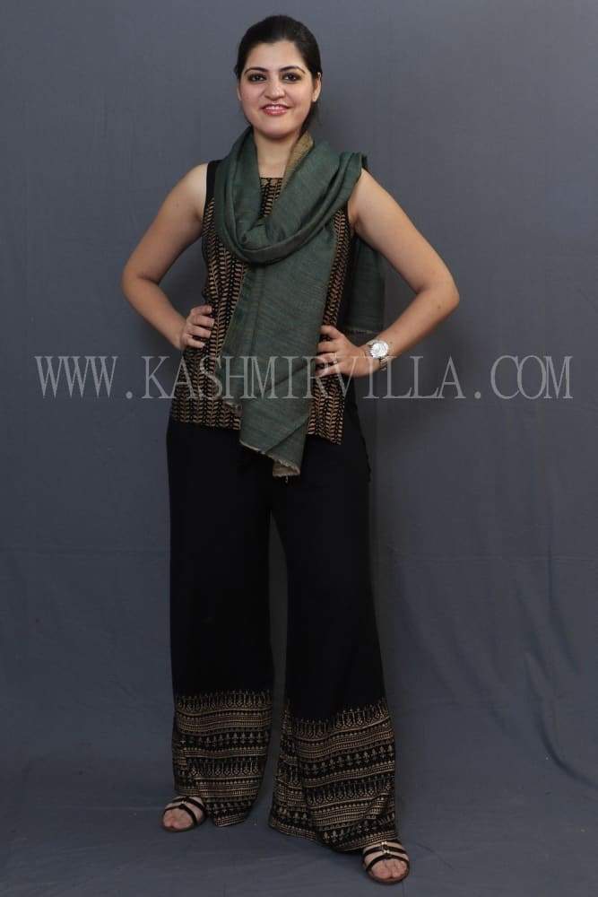 BottleGreen And Brown Colour Reversible Shawl