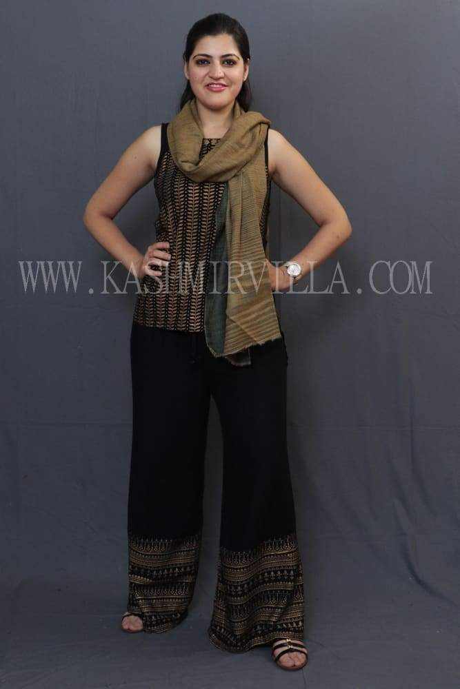 BottleGreen And Brown Colour Reversible Shawl