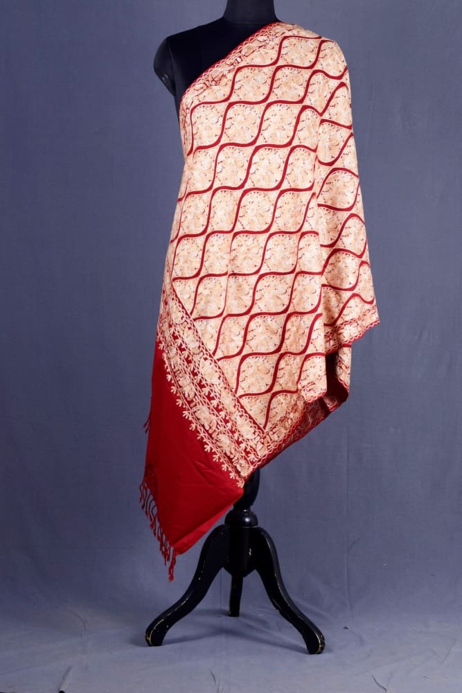 Brick Red Colour Famous Mutka Patterned Aari Work Semi