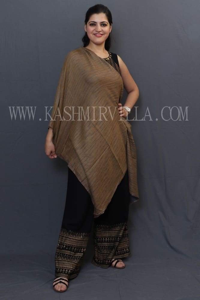 Brown And Blue Colour Reversible Shawl With Beautiful