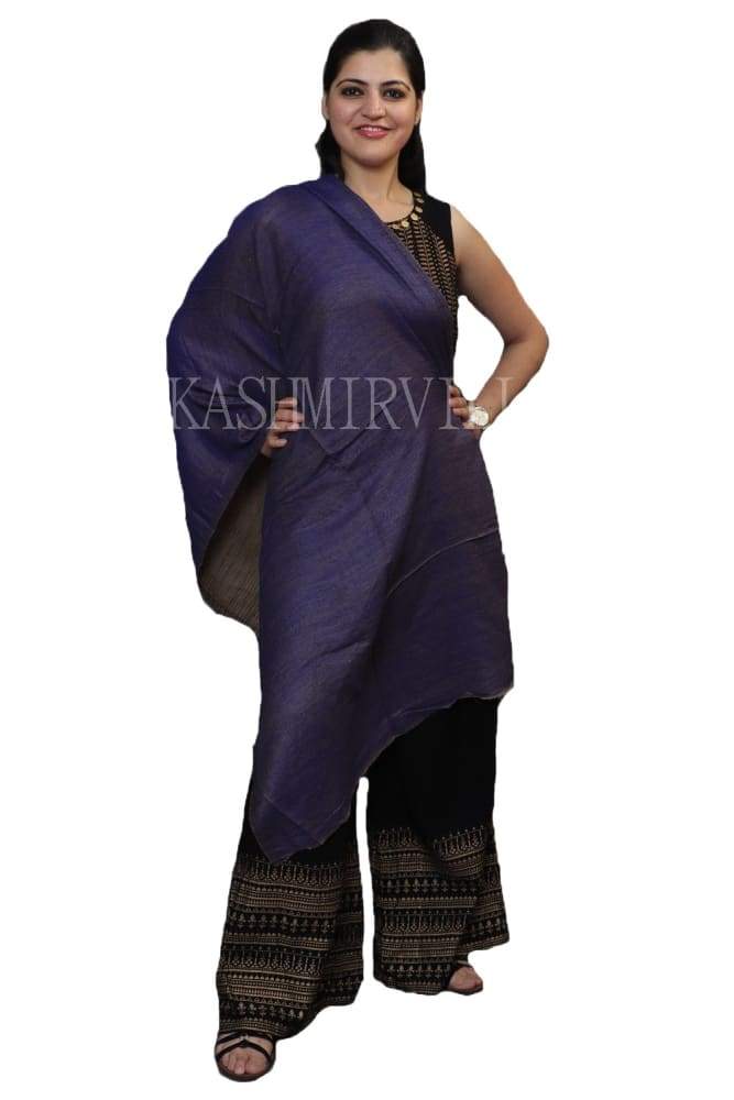 Brown And Blue Colour Reversible Shawl With Beautiful
