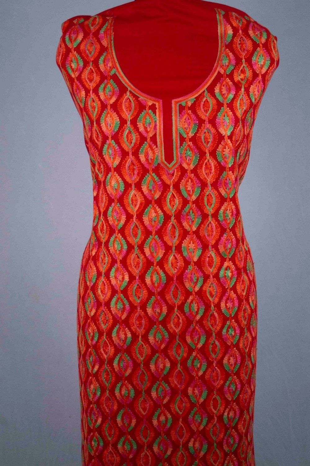 Brown Color Silk Cotton Kashmiri Embroidered Designer Suit