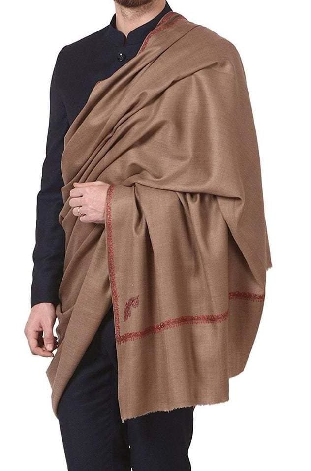 Brown Colour Kashmiri Sozni Needle Work Gents Shawl
