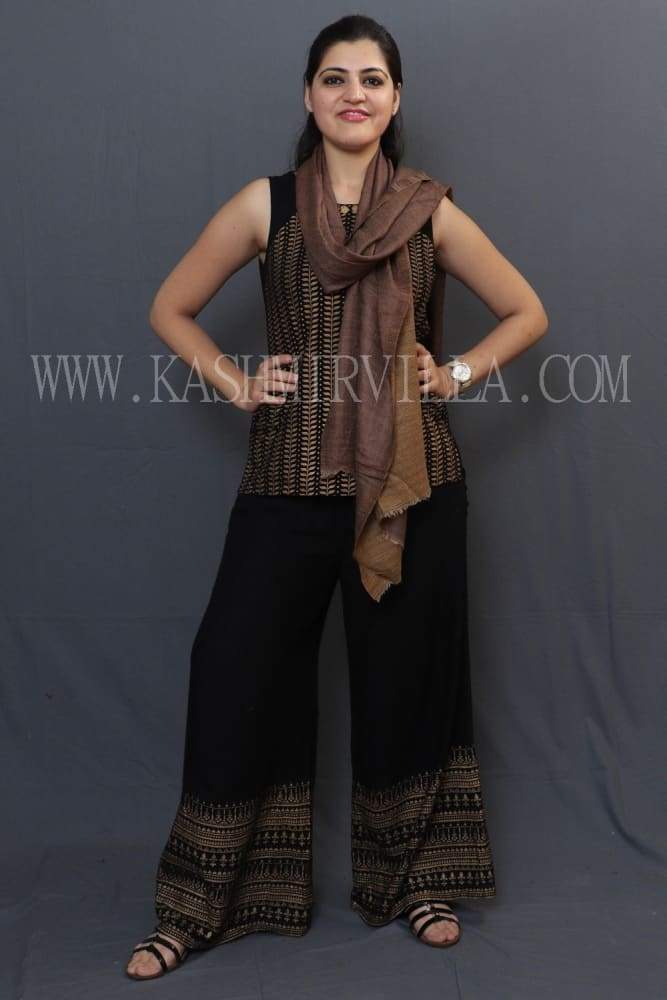 Brown Colour Reversible Shawl With Beautiful One Sided