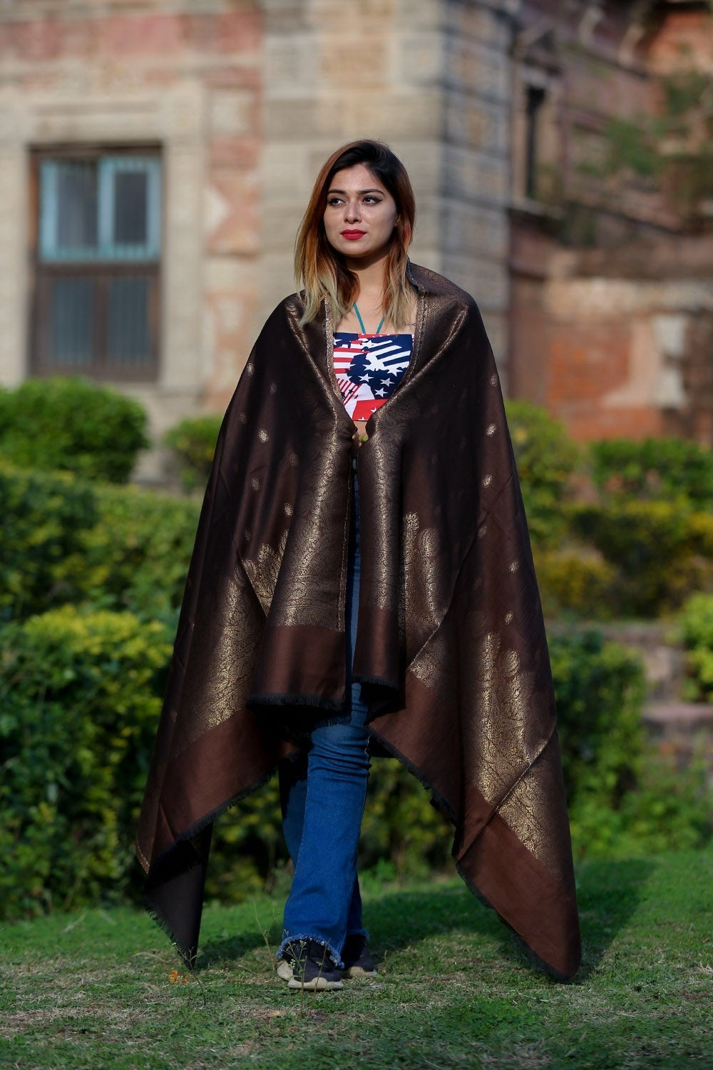 BROWN SHAWL DEFINES ROYAL AND LUXURIOUS EXTREMELY