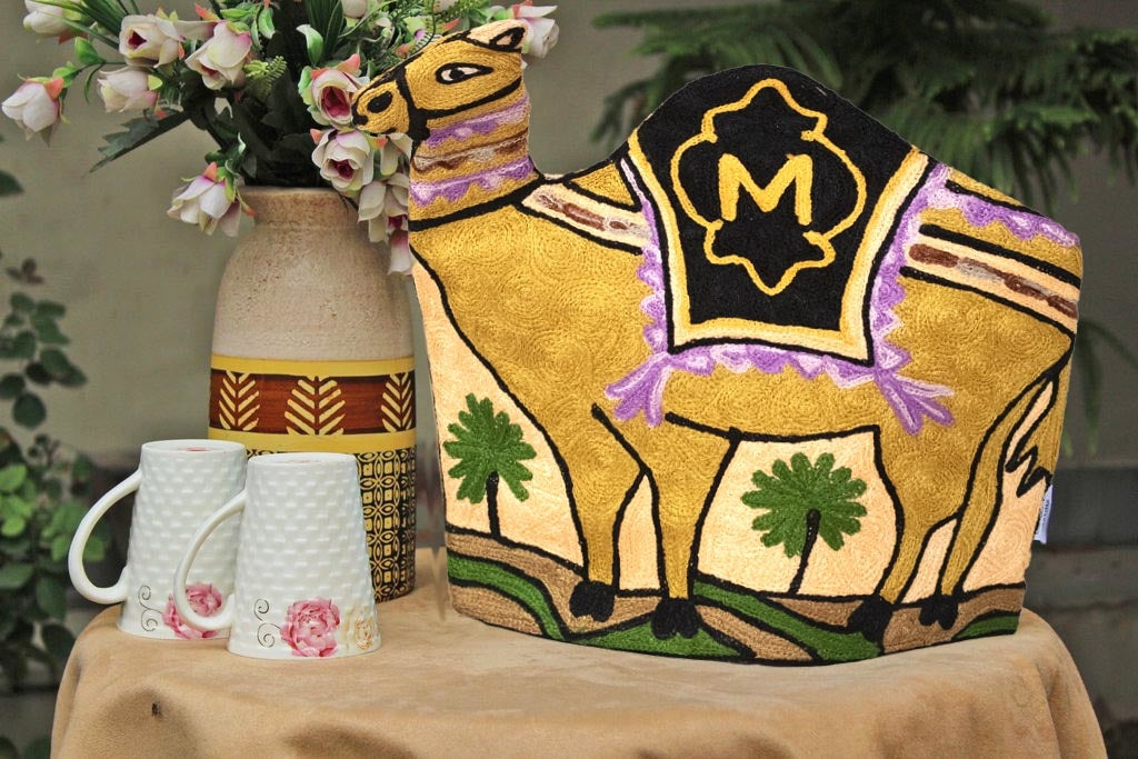 Camel Style Kashmiri Hand Embroidered Tea Cosy 12’’