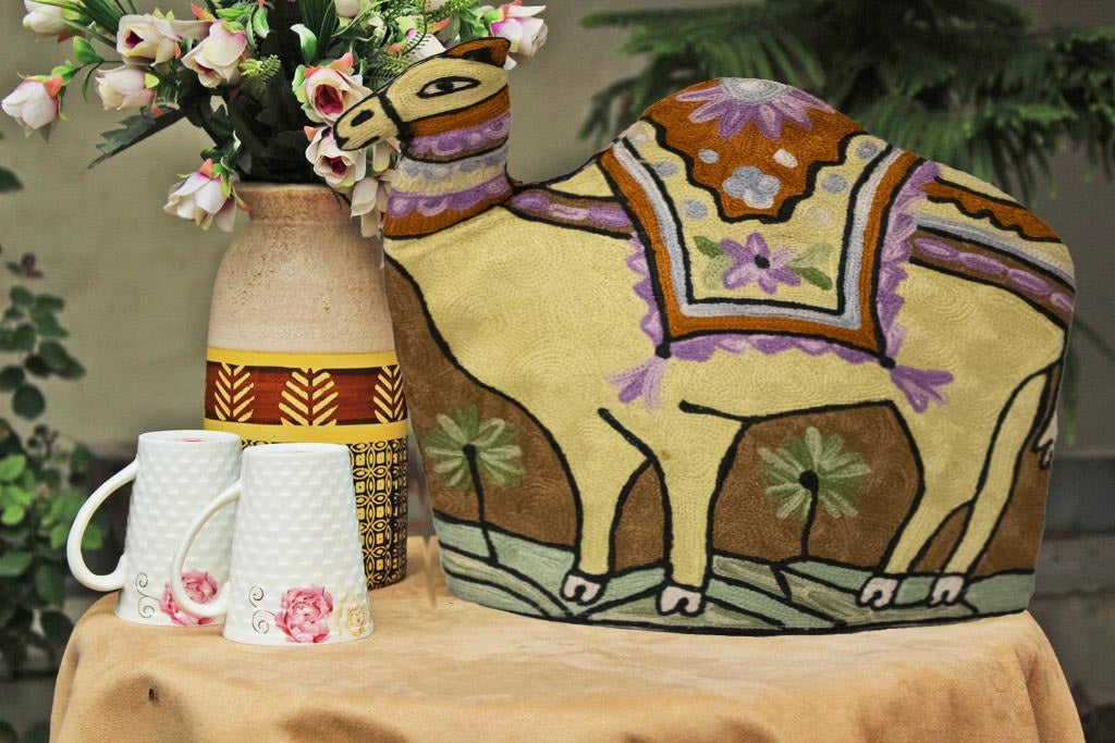 Camel Style Kashmiri Hand Embroidered Tea Cosy 12’’