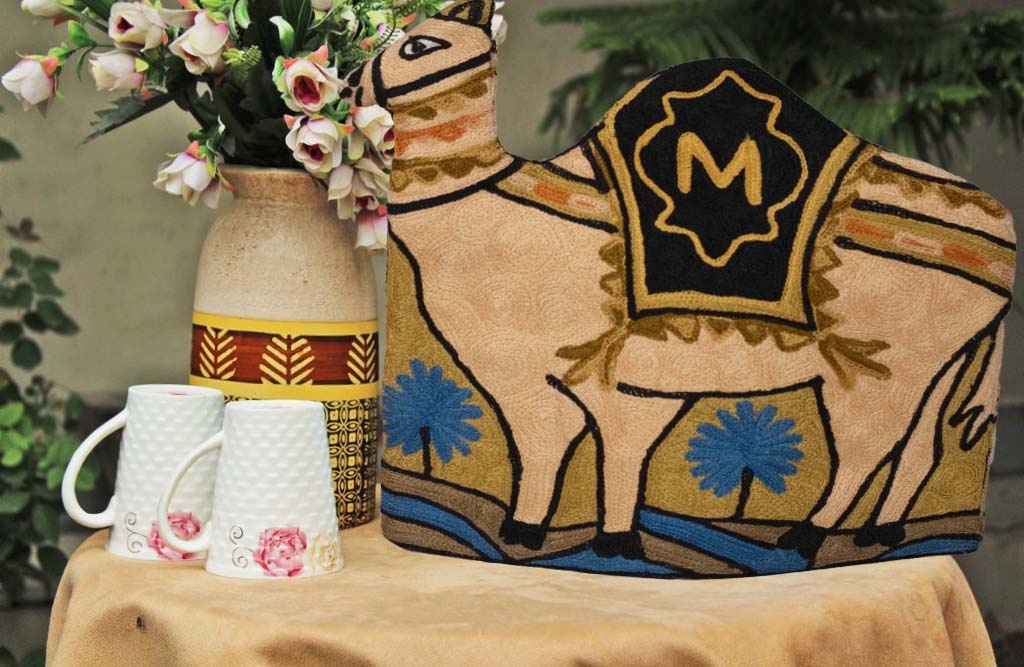 Camel Style Kashmiri Hand Embroidered Tea Cosy 12’’