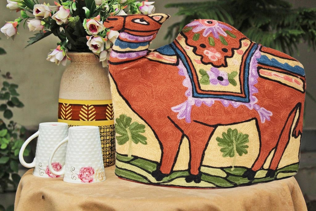 Camel Style Kashmiri Hand Embroidered Tea Cosy 12’’