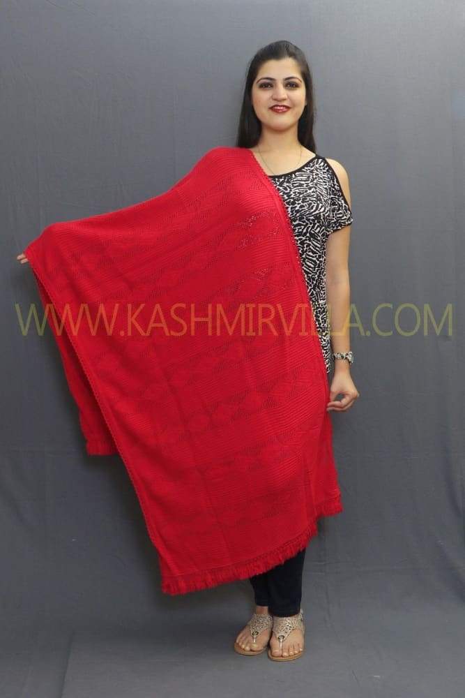 Carrot Color Knitting Stole Enriched With New Stylish