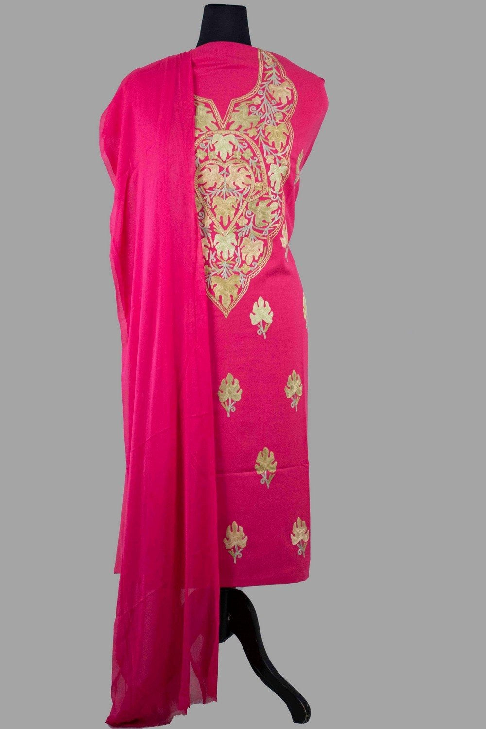 Carrot Colour Kashmiri Aari Work Salwar Kameez Exclusive