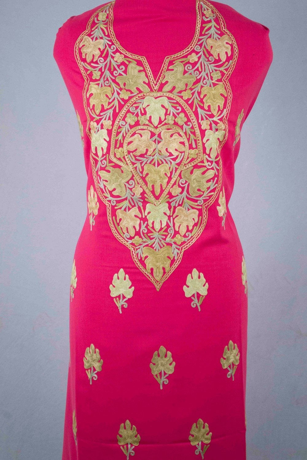 Carrot Colour Kashmiri Aari Work Salwar Kameez Exclusive