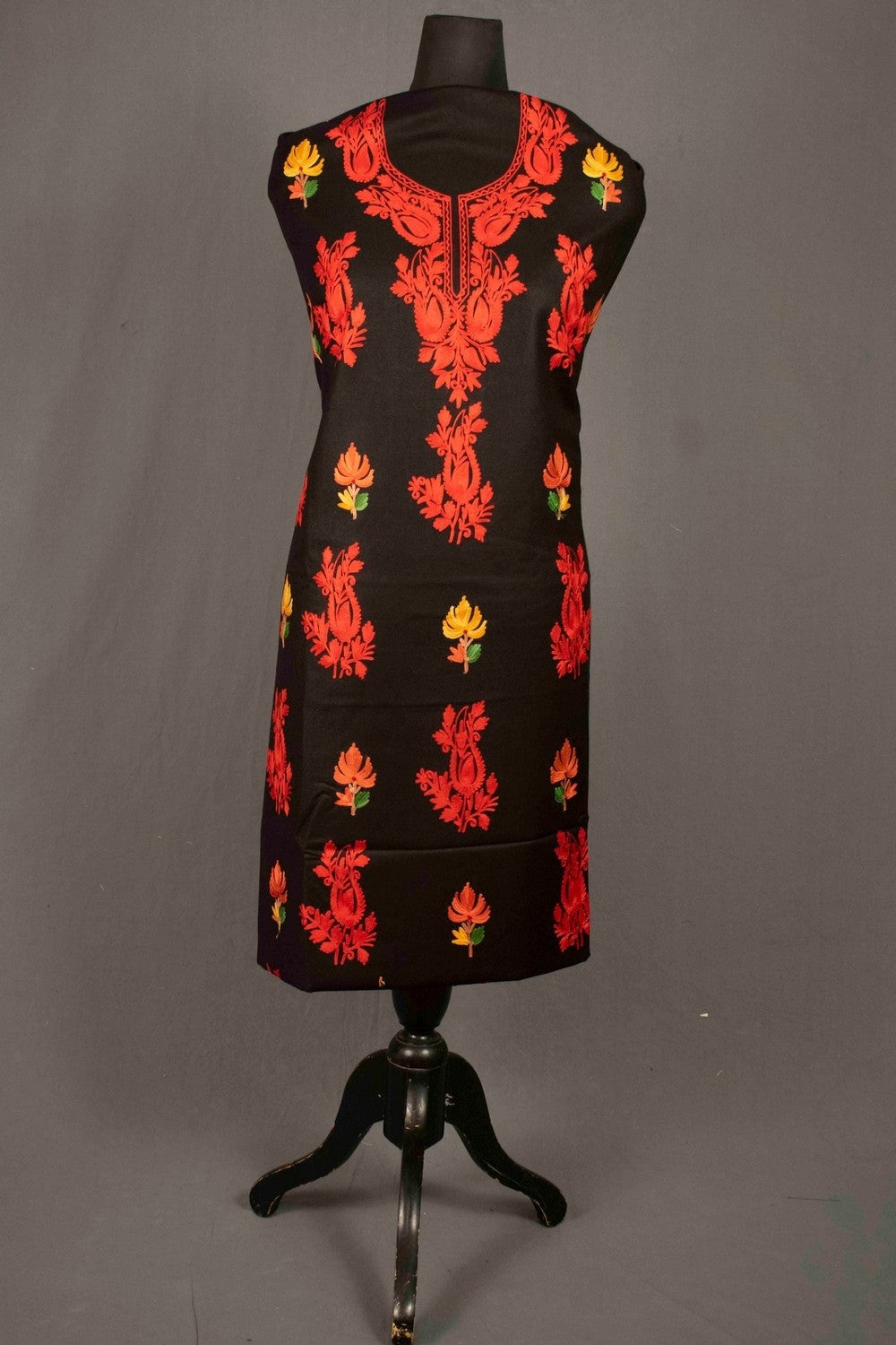 Charcoal Black Color Kashmiri Aari Work Embroidered Salwar