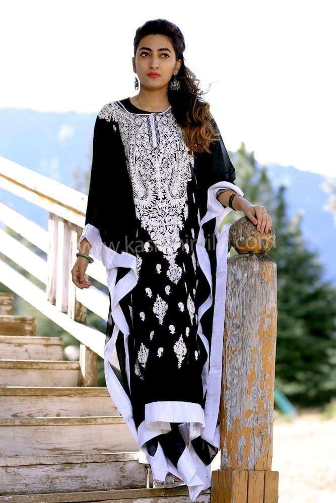Charcoal Black Colour Georgette Kashmiri Aari Work Designer