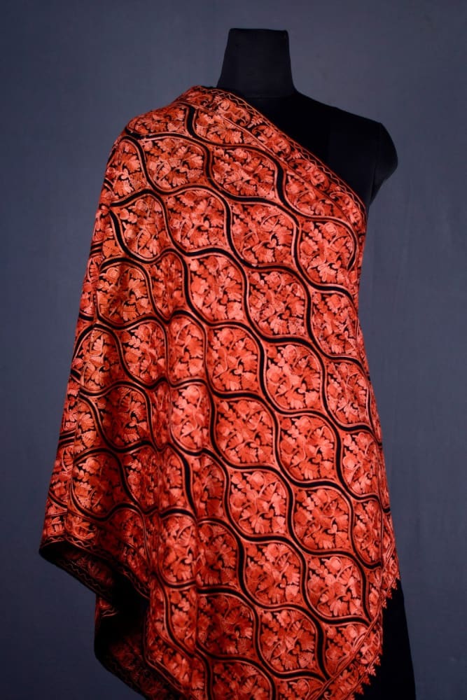 Charcoal Black Famous Mutka Jaal Patterned Aari Work Semi