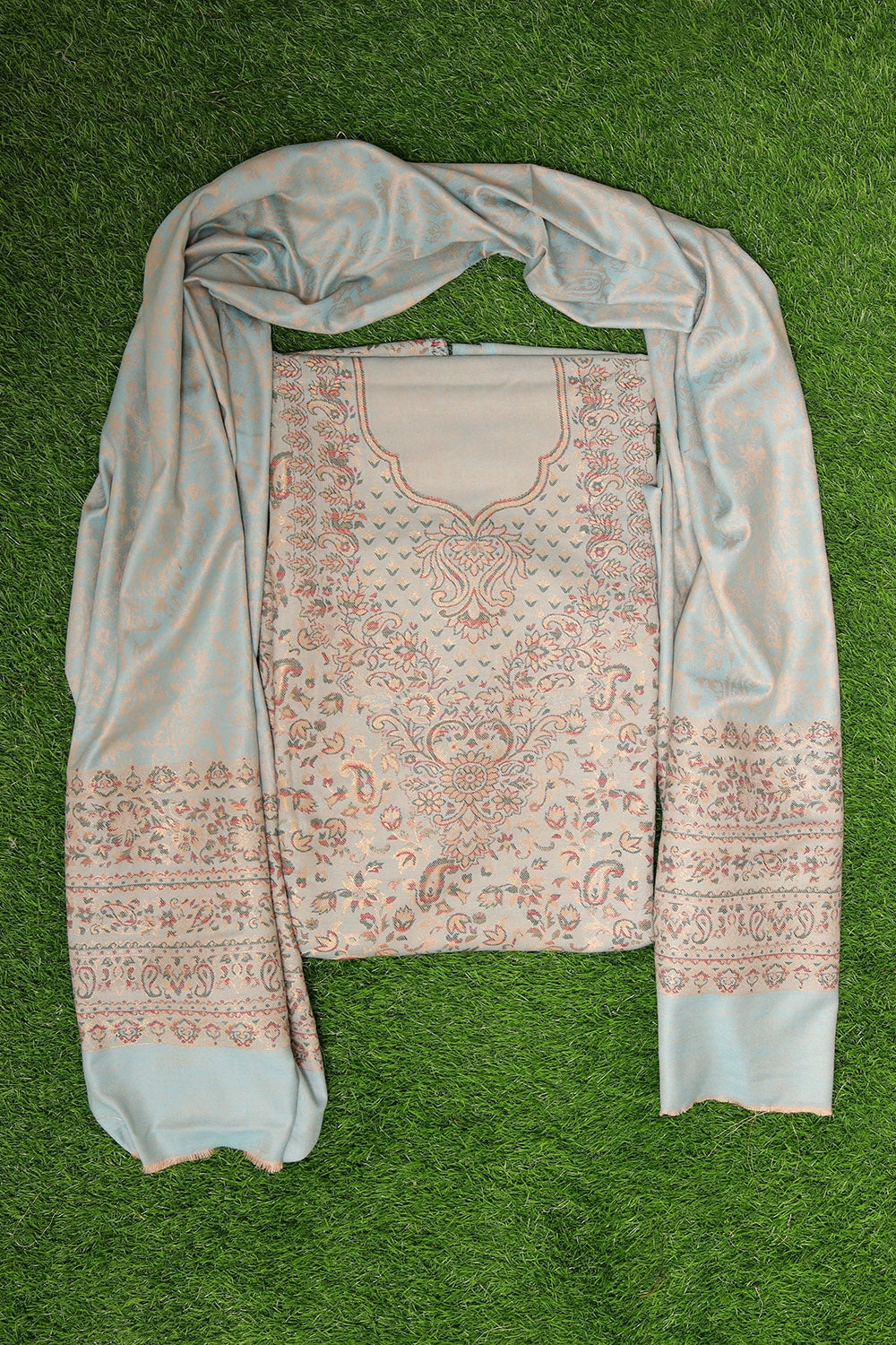 Charismatic Pistachio Green Colour Cotton Zari Kani Stole