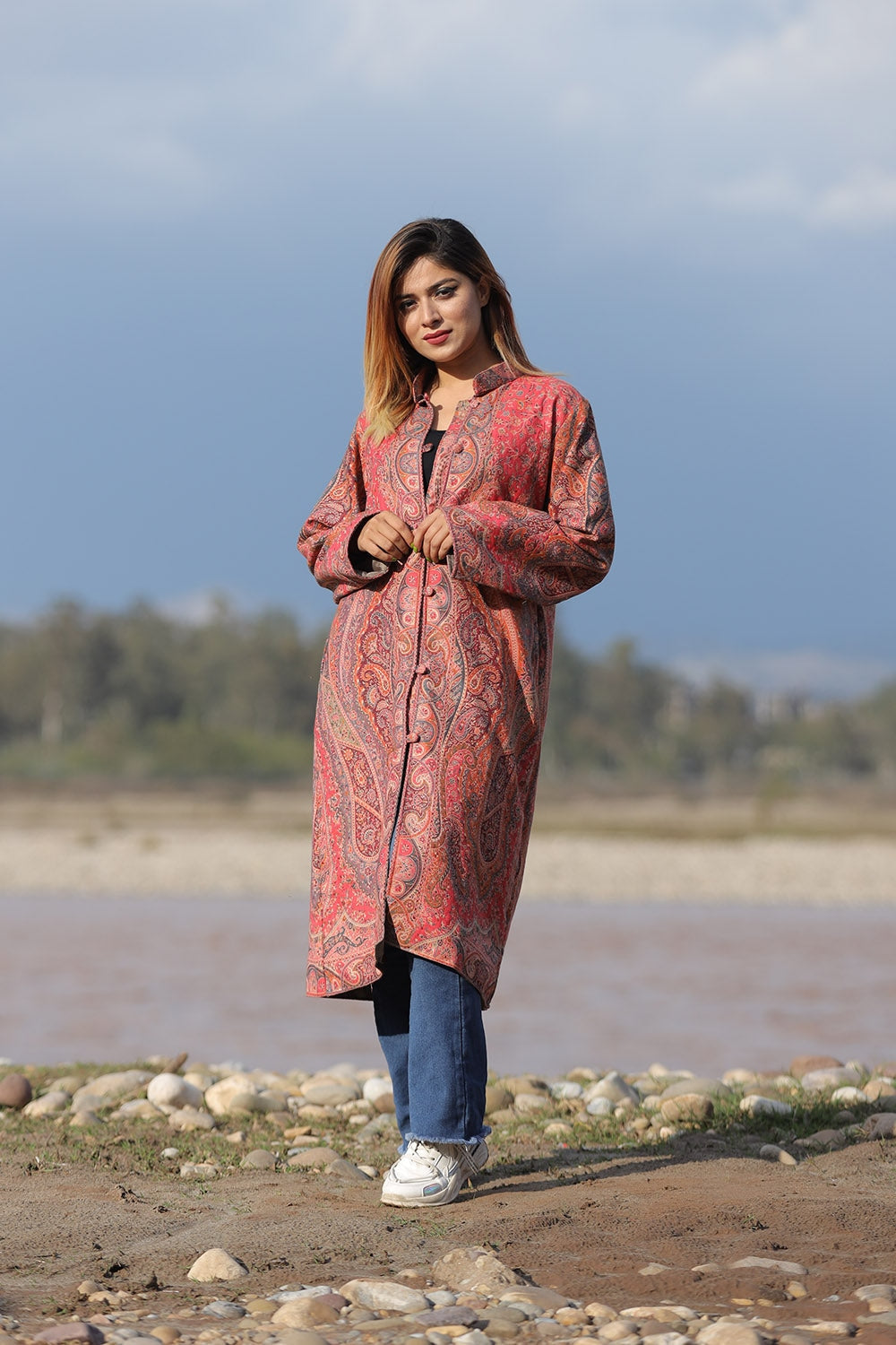 CHARMING PINK Colour Kani Jacket Along With New Designer