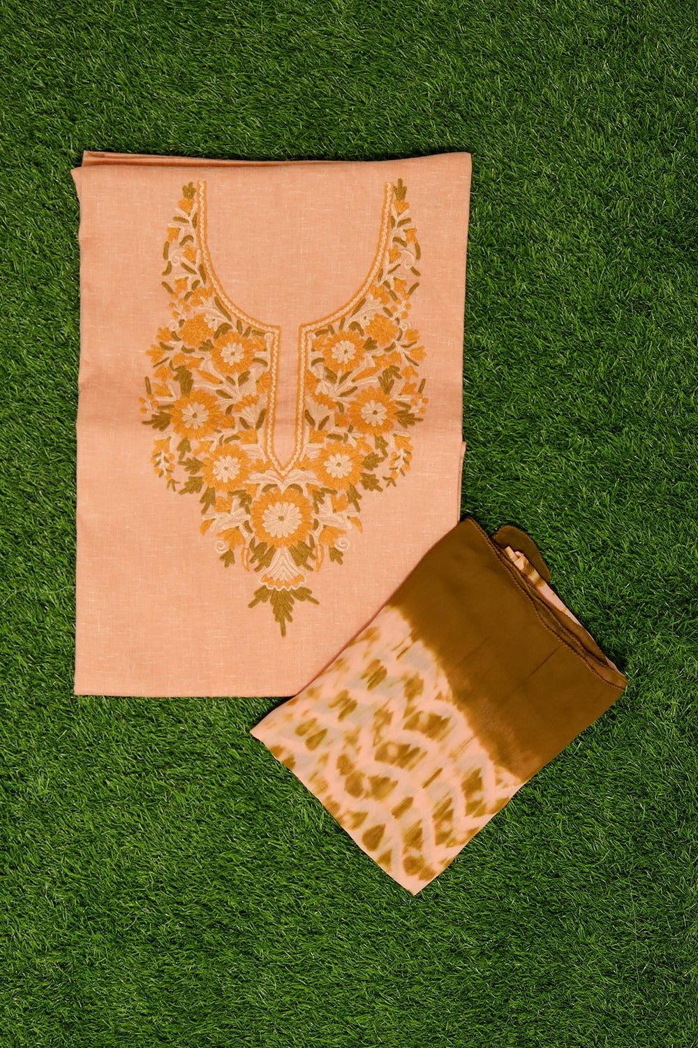 Classy Modest Peach Colour Cotton Suit With Beautiful
