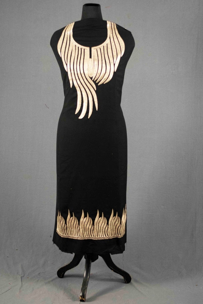 Coal Black Colour Kashmiri Tilla Aari Work Salwar Kameez