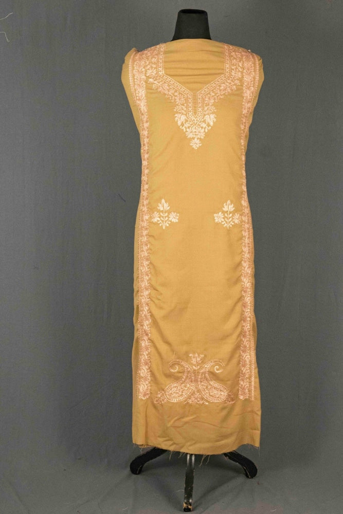 Dark Beige Colour Kashmiri Tilla Aari Work Salwar Kameez