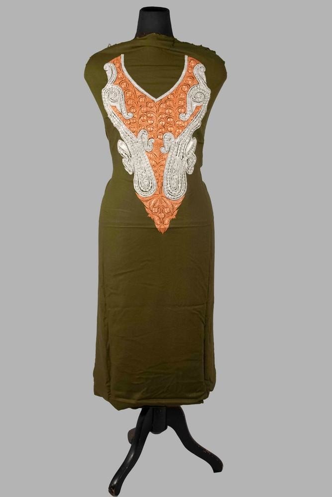 Dark Green Colour Kashmiri Tilla Aari Work Salwar Kameez