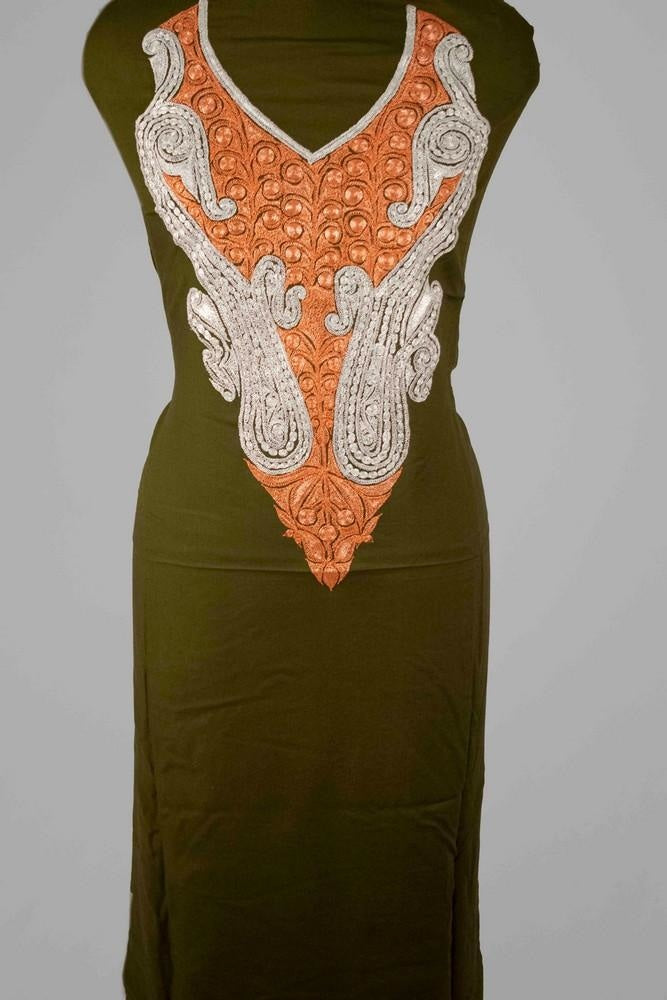 Dark Green Colour Kashmiri Tilla Aari Work Salwar Kameez