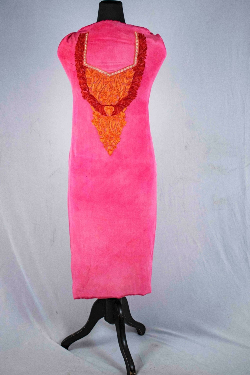 Dark Pink Color Crepe Fabric Kashmiri Embroidered Designer