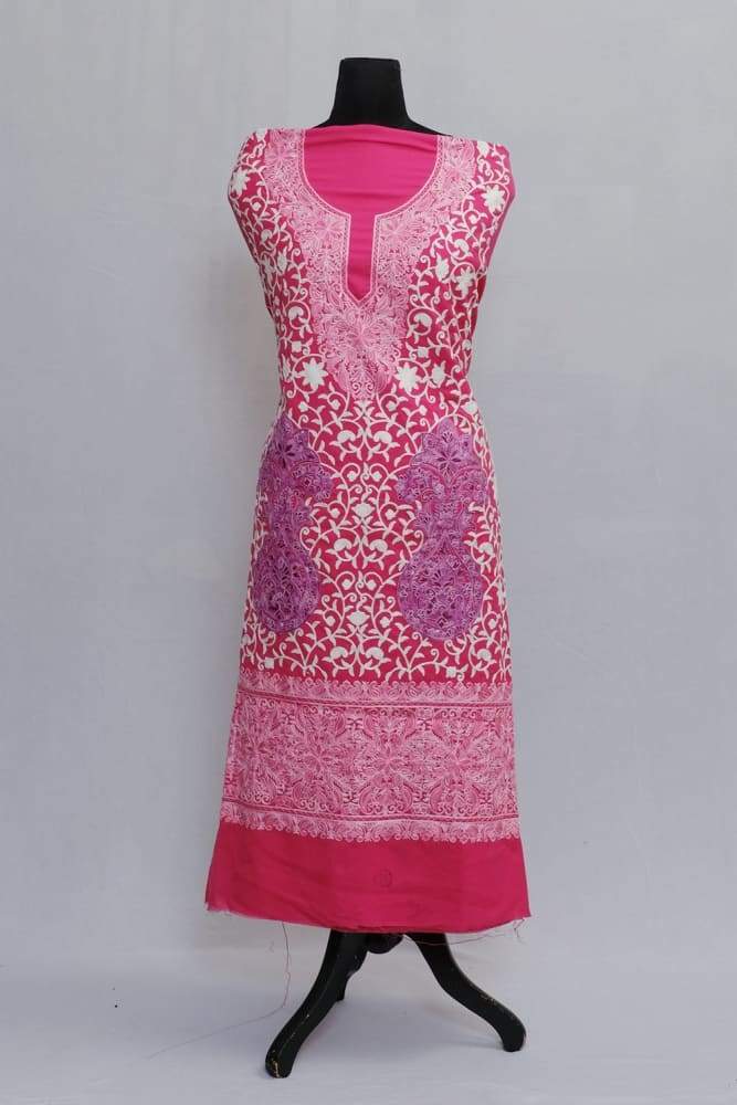 Dark Pink Color Designer Aari Work Choli With Running Jaal