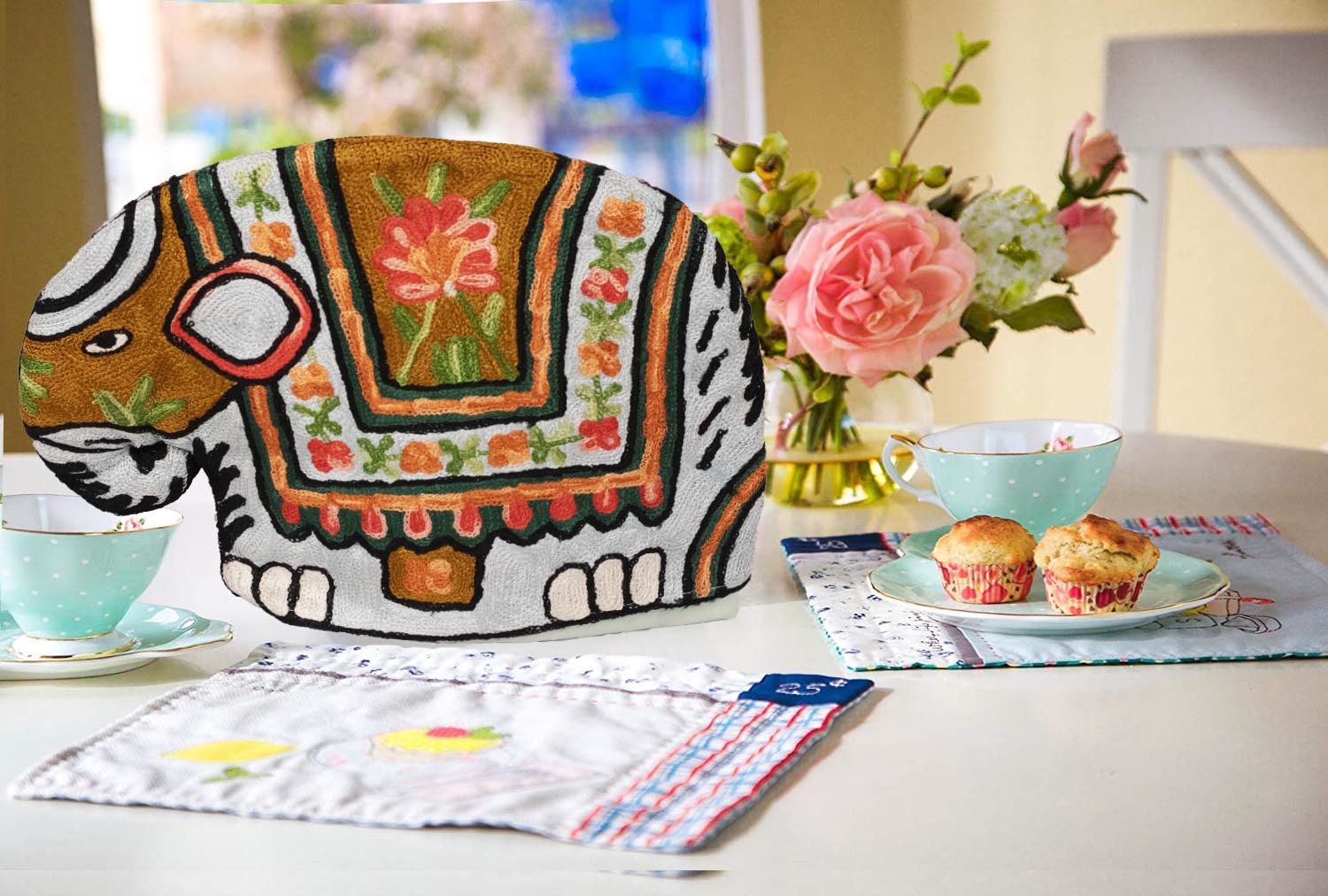 Elephan Style Kashmiri Hand Embroidered Tea Cosy 12’’