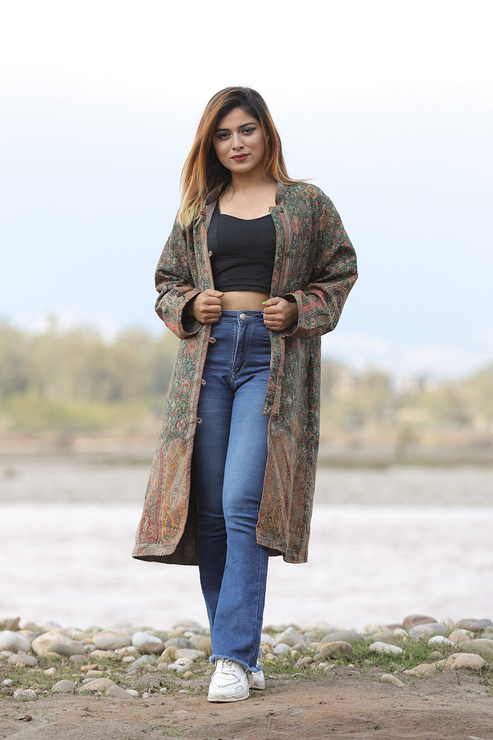 EXOTIC GREEN Colour Kani Jacket Along With New Designer Jaal